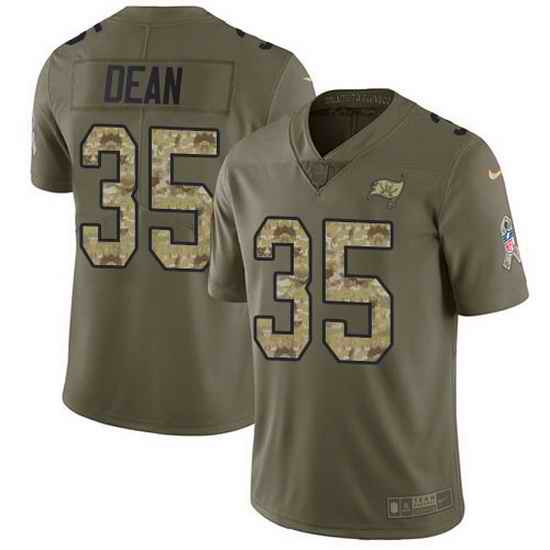 Nike Buccaneers 35 Jamel Dean Olive Camo Men Stitched NFL Limited 2017 Salute To Service Jersey